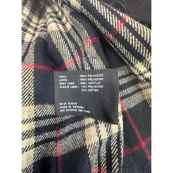 London Fog Women's Black Long Trench Coat with Removable Plaid Liner Size 14 - Picture 9 of 12